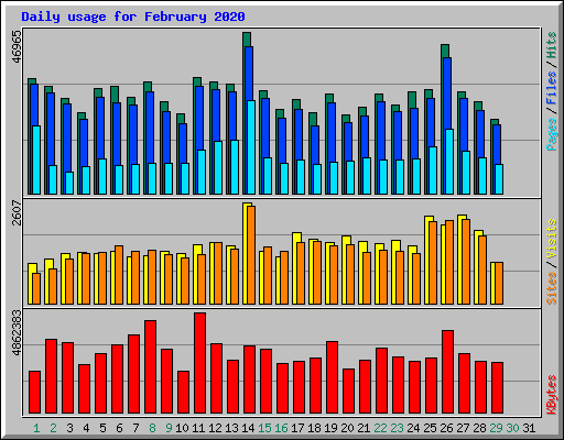 Daily usage for February 2020