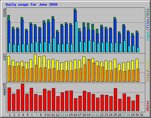 Daily usage for June 2020