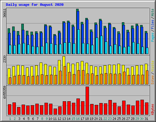 Daily usage for August 2020