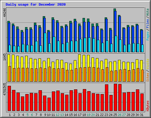 Daily usage for December 2020