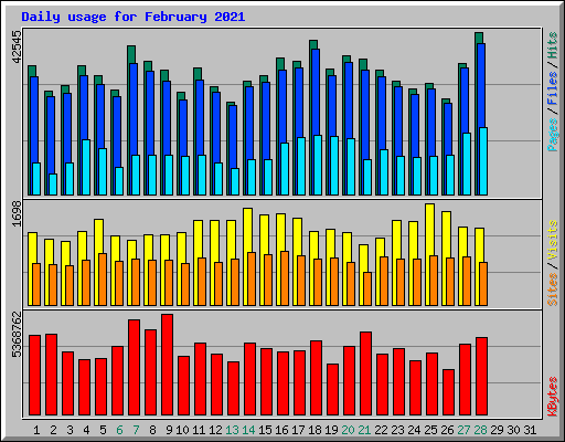 Daily usage for February 2021