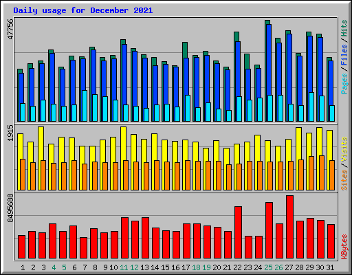 Daily usage for December 2021