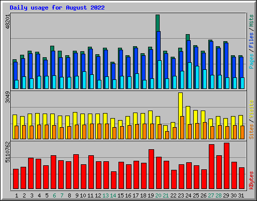 Daily usage for August 2022