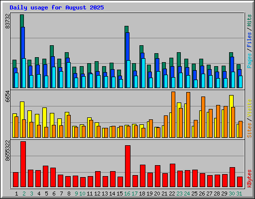 Daily usage for August 2025